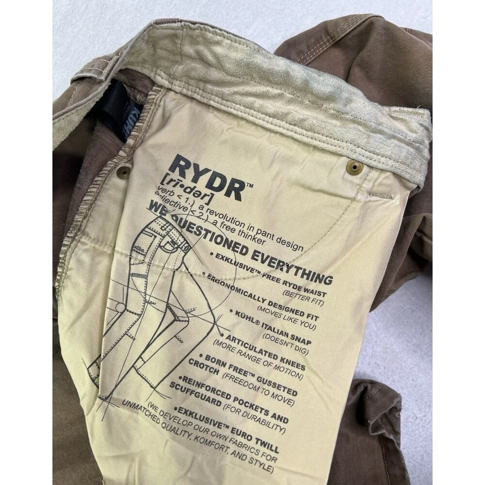 Kuhl Rydr Pants Mens 38x32 Vintage Patina Dye Articulated Knee Hiking Brown